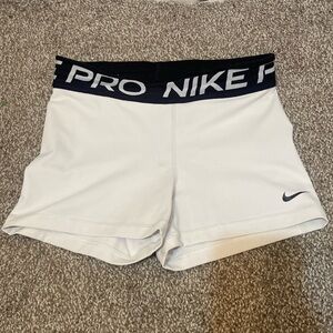 White Nike pro shorts